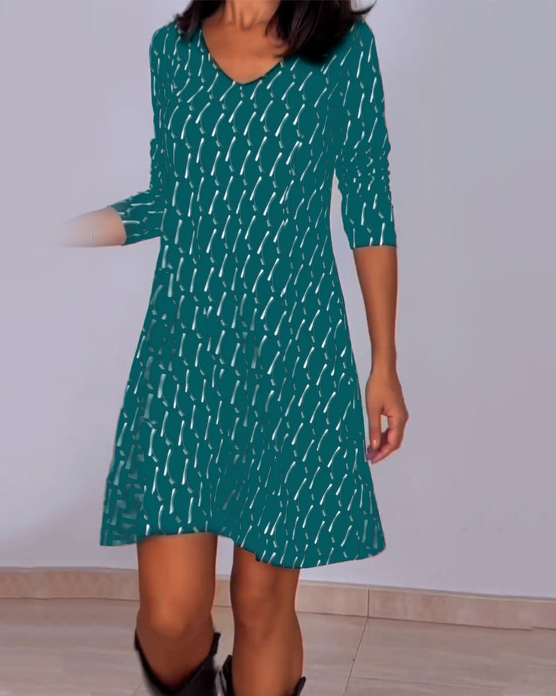 Vestido Estampado con escote en V