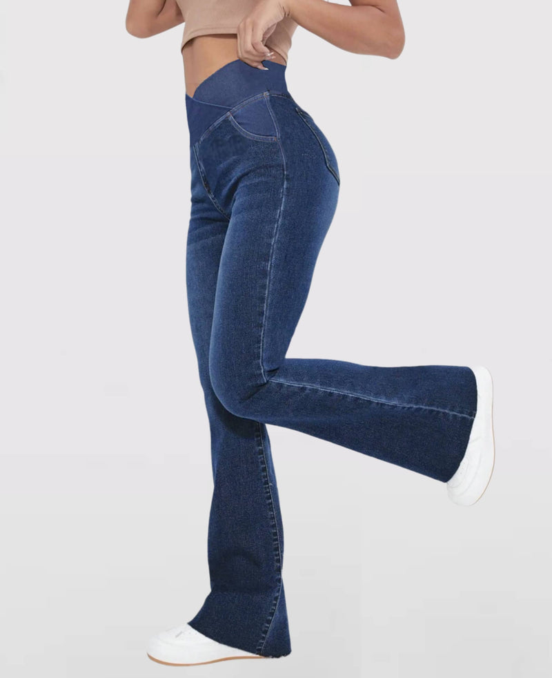 Calça Jeans de Cintura Alta Cruzada [COMPRE 1 LEVE 2]