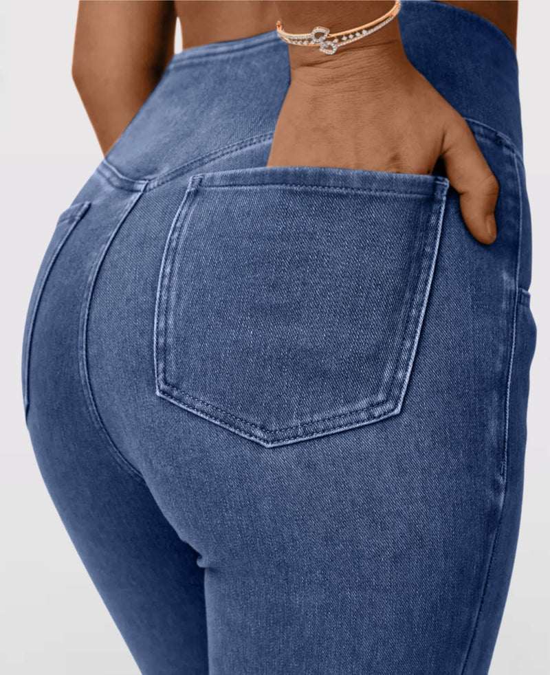 Calça Jeans de Cintura Alta Cruzada [COMPRE 1 LEVE 2]