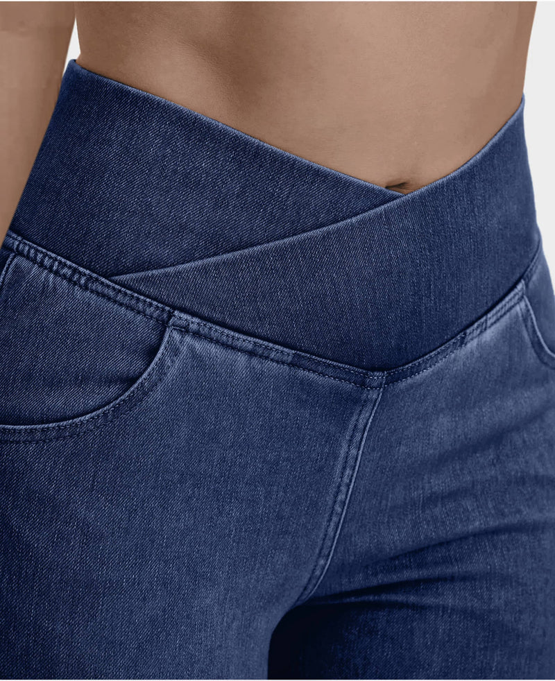 Calça Jeans de Cintura Alta Cruzada [COMPRE 1 LEVE 2]